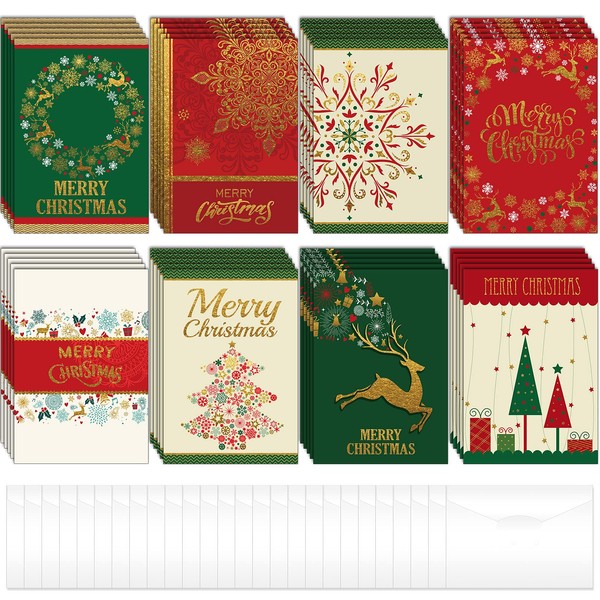 Epakh 80 Pieces Christmas Greeting Cards with White Envelopes Xmas Note Cards 4.8 x 7 Inch Merry Christmas Card Pack for Christmas Holiday Party Supplies (Style)
