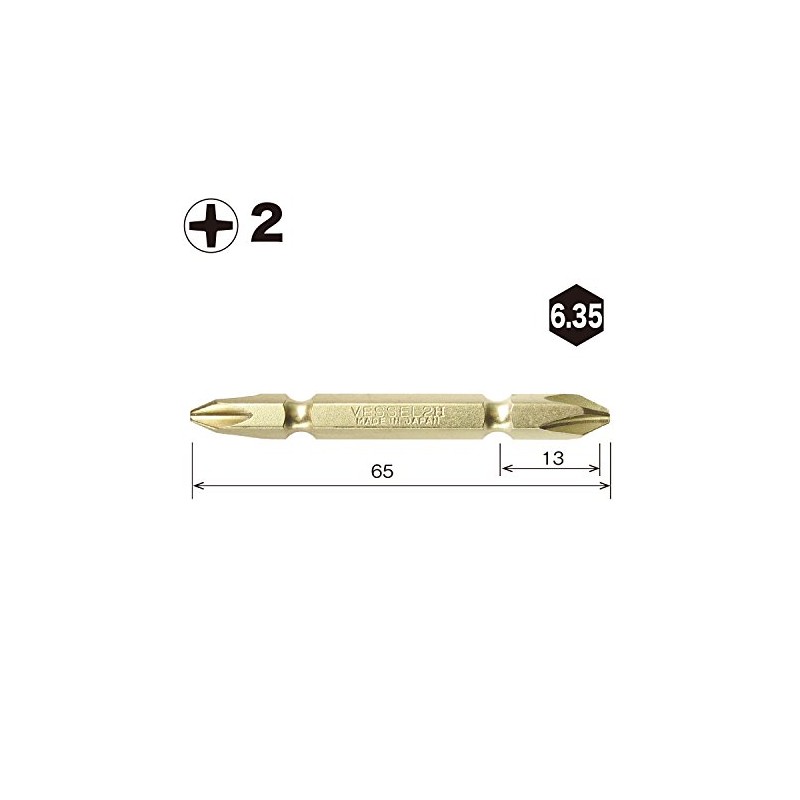 Vessel GM142065 Gold Double Sided Bit + 2 x 65