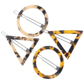LALAFINA Acrylic Hairpin Set Geometric Shape Round and Triangular Leopard Print Fashion Hair Accessory