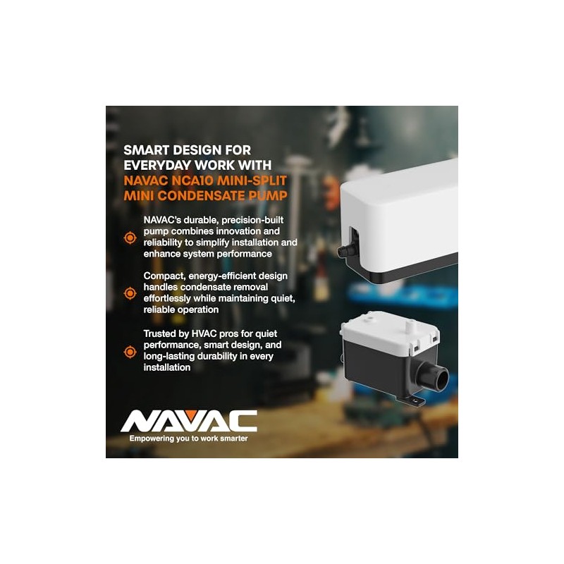 NAVAC NCA10 Mini bomba de condensado - 10.6 GPH, elevación