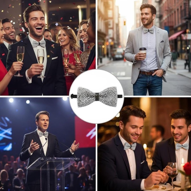 ASTRQLE Rhinestone Bow Ties for Men Pre Tied Sequin Bow