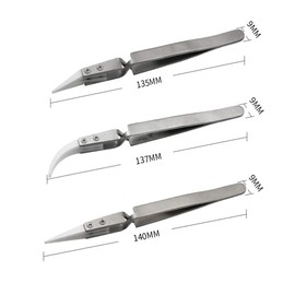 Wolfride Reverse Action Tweezers for Precision Work Stainless Steel Tweezers Anti-Magnetic Acid Ceramic Tip Antistatic Anti-Static Locking Tweezers for Electronics, Jewelry, Crafts, Laboratories,