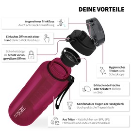 720°Dgree uberBottle Water Bottle, crystalClear Sports Bottle with Sieve, BPA-Free, for Sports, Gym, Fitness, Outdoors, Hiking, Made of Tritan, Lightweight, Shockproof, Reusable – 1.5 L