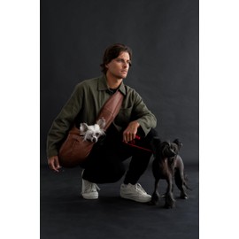 Noah & Paw Dog Sling Carrier for Small Dogs 5-18lb, Dog Sling for Small Dogs and Cats, Dog Carrier with Adjustable Padded Strap, Vegan Leather Lined with Fur, 3X Safety Features, Machine Washable