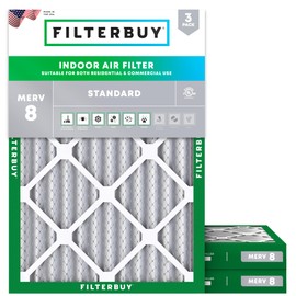 Filterbuy 28x30x2 Air Filter MERV 8 Dust Defense (3-Pack), Pleated HVAC AC Furnace Air Filters Replacement (Actual Size: 27.75 x 29.75 x 1.75 Inches)
