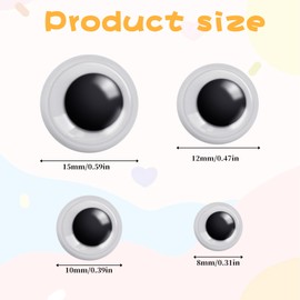 4 Sheets Googly Eyes Stickers Sizes 8mm 10mm 12mm 15mm Round Googly Eyes Self Adhesive Wiggle Eye Stickers Mixed Packaging Plastic Sticker Eye for DIY Crafts Decoration