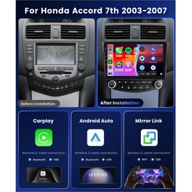 4G+64G Radio for Honda Accord 7th 2003-2007 Car Stereo with Wireless Carplay Android Auto,10.1inch 1280x720P IPS Touch Screen,DSP 32EQ,5.0Bluetooth,RDS/FM Radio AHD Backup Camera GPS WiFi