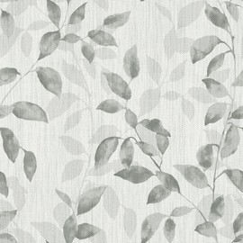 Skyblur Grey Leaf Wallpaper Vintage Floral Peel and Stick Boho Wallpaper for Bedroom Walls 17.5"x78.7" Textured Removable Wall Paper Sticker Pull and Stick Contact Paper Living Room Walls Vinyl Film