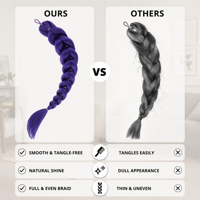 Purple Hair Extensions Set - Ponytail Hair Extension - Velvet