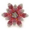 Avalaya Large Dimensional Clear/Pink Diamante Narcissus Cocktail Ring In Gold