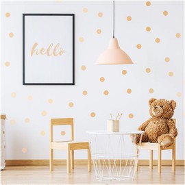 PapaKit Large Round Polka Dot Confetti Wall Decal Baby Nursery Child Kid Boy Girl Bedroom Home Decor | Creative Art Design Pattern | Safe Removable Adhesive (Champagne Gold, 2 Inches x 120 Pieces)