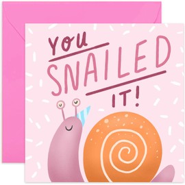 Old English Co. You Snailed It Card for Him or Her - Well Done Graduation Card Son Daughter - Funny Snail Congratulation Card - New Job, Exam Results, Driving Test Card | Blank Inside with Envelope
