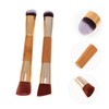 SAFIGLE Double Ended Blush Brush Set 2pcs Bamboo Handle Powder