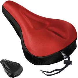 Zacro Bike Seat Cushion - Padded Gel Bike Seat Cover for Men & Womens Comfort, Compatible with Peloton, Stationary Exercise or Cruiser Bicycle Seats, 11 x 7 inches
