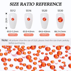 Meibite Hyacinth Flatback Rhinestones, Glass Rhinestones for Nail Art and Craft, Glue Fix, Loose Crystal Gemstones(Orange, SS30, 576pcs, 6.4-6.6mm)