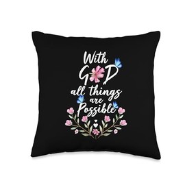 With God all Things are Possible Verse Throw Pillow