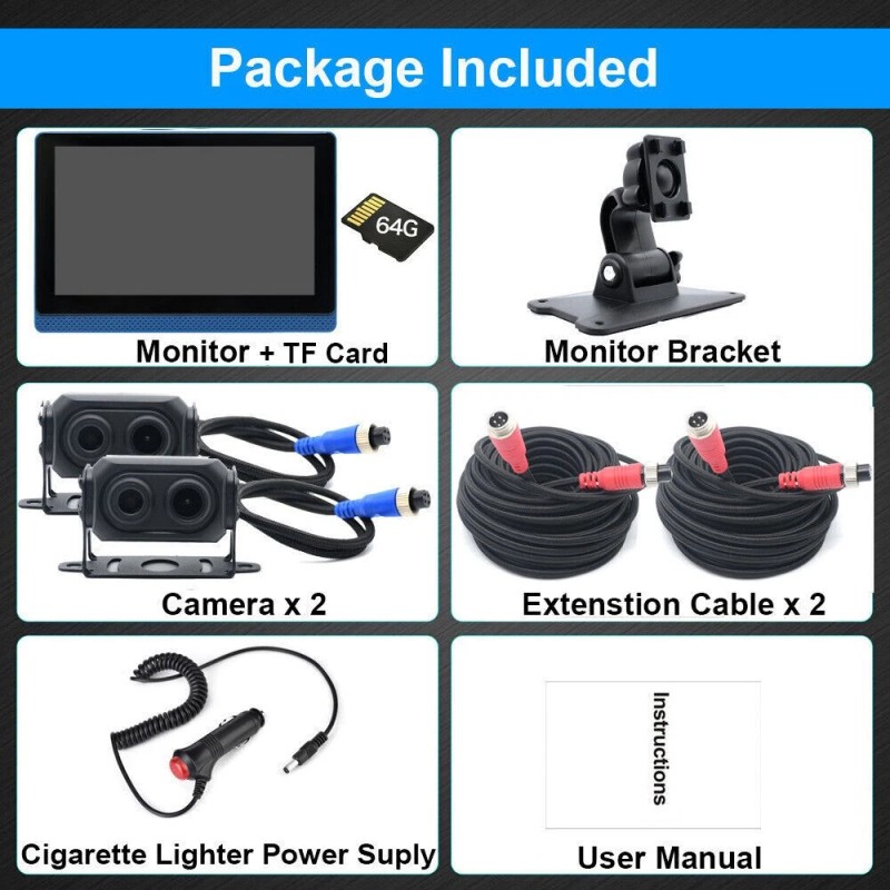 Yuanting 7" Touchscreen Monitor DVR Dash Cam Backup Rear View