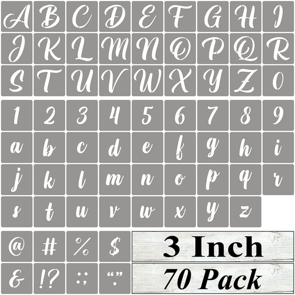 3 Inch Alphabet Letter Stencils for Painting - 70 Pack