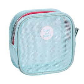 LEKAYIHU Mini Clear Toiletry Bag Grid Toiletry Bag Bathroom Organizer for Men Women (Blue)