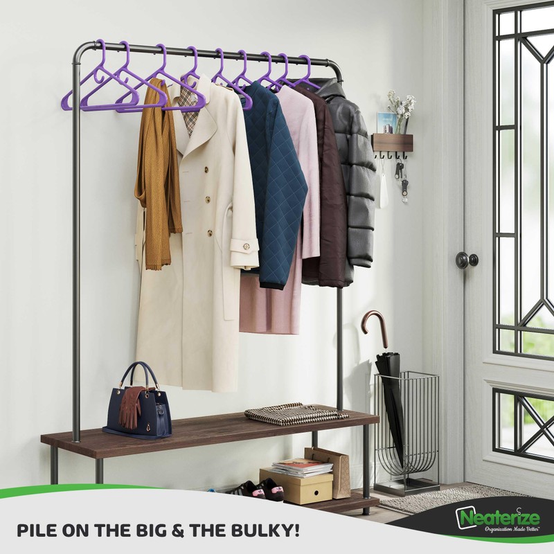 NEATERIZE Ultra Heavy Duty Plastic Clothes Hangers - Purple -
