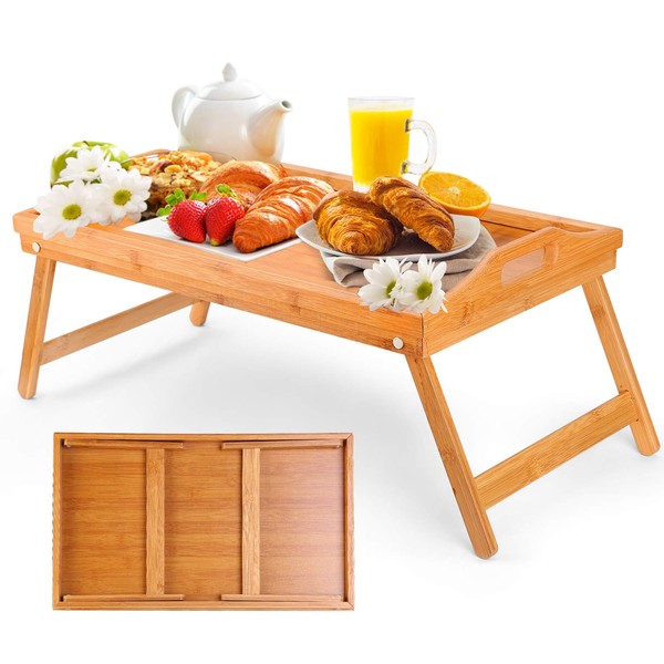 Moclever Breakfast Tray Table with Folding legs - Serving tray