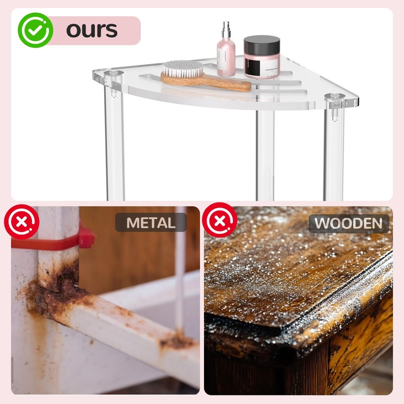 Toyarone Acrylic Corner Shower Stool, Clear Shower Bench for Inside