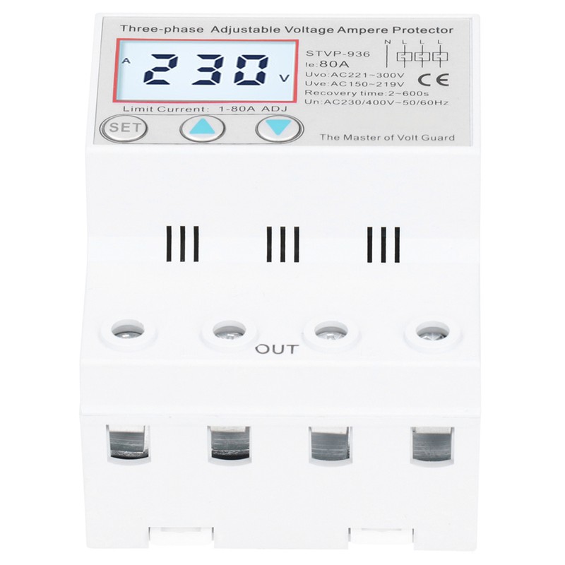 Adjustable Voltage Protector 3Phase LCD Multifunctional SelfResetting STVP936 230v 400V