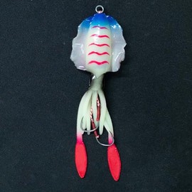 Js'outdoors Fishing Lure Octopus for Saltwater, Soft Artificial Rigged Squid Jig Trolling Lures with UV Glow Sea Offshore, 15cm Length Swimbait Vivid 3D Eye (A)