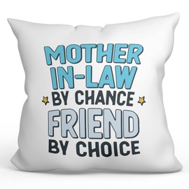 MUGFFINS MOTHER IN LAW Cushion Padding included - in English - By Chance Friend By Choice - Funny gift - Pillow: cover and filling 15.7x15.7 inches