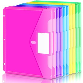 Forvencer Binder Pocket, 10 Pack Super Heavyweight Plastic Folders with Tight Closure, Folders with Pockets Side Loading, Binder Organizer, Binder Dividers with Pockets, Letter Size, Assorted Colors