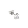 Sterling Silver Square Single Stud Earrings for Men with Clear