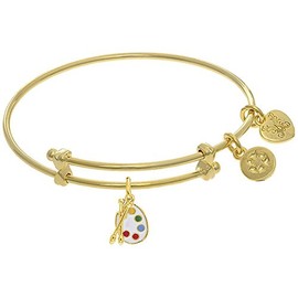 Brass with Yellow Finish Enamel Paint Pallet Char M On Yellow Angelica Collection Tween Bangle (Small)