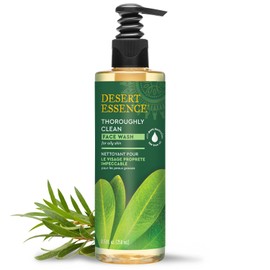 Desert Essence Thoroughly Clean Face Wash with Tea Tree Oil – Natural Facial Cleanser with Castile Soap & Coconut Oil – For Oily & Sensitive Skin – Vegan & Cruelty-Free (8.5 Fl Oz)
