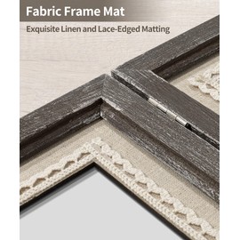 Sapowerntus 5x7 Double Sided Picture Frames Rustic Wood Farmhouse Solid Wooden Family Photo Frame Lace Bow Glass Boho Wall Decor Hanging Tabletop Kids Mom Mother Wedding Gift