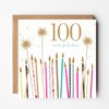 100th Birthday Card, Blank Inside,Contemporary Candles and Sparklers illustration with