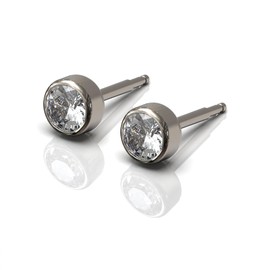Titanium Earrings Studs for Women or Mens Hypoallergenic Tragus Piercing Men's Women's Jewelry Gift (Crystal)