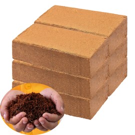 Coco Coir Bricks for Plants - Compressed Coconut Fiber Substrate Garden Coir Plant Soil for Vegetables Flowers Berries Planting, Reptile Bedding(6 Pack)