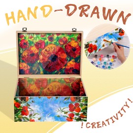 Wesiti 2 Pcs Unfinished Wooden Box 14 x 10 x 6.5 Inch Treasure Chest Craft Box with Hinged Lid Rustic Large Paint Box Stash Crate for Storage Carving DIY Gift