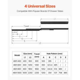 24 Inch Full Extension Ball Bearing Undermount Drawer Slides Heavy Duty Bottom Stair Cabinet Rails with 260 LB Load Capacitysize: Size 24 inch