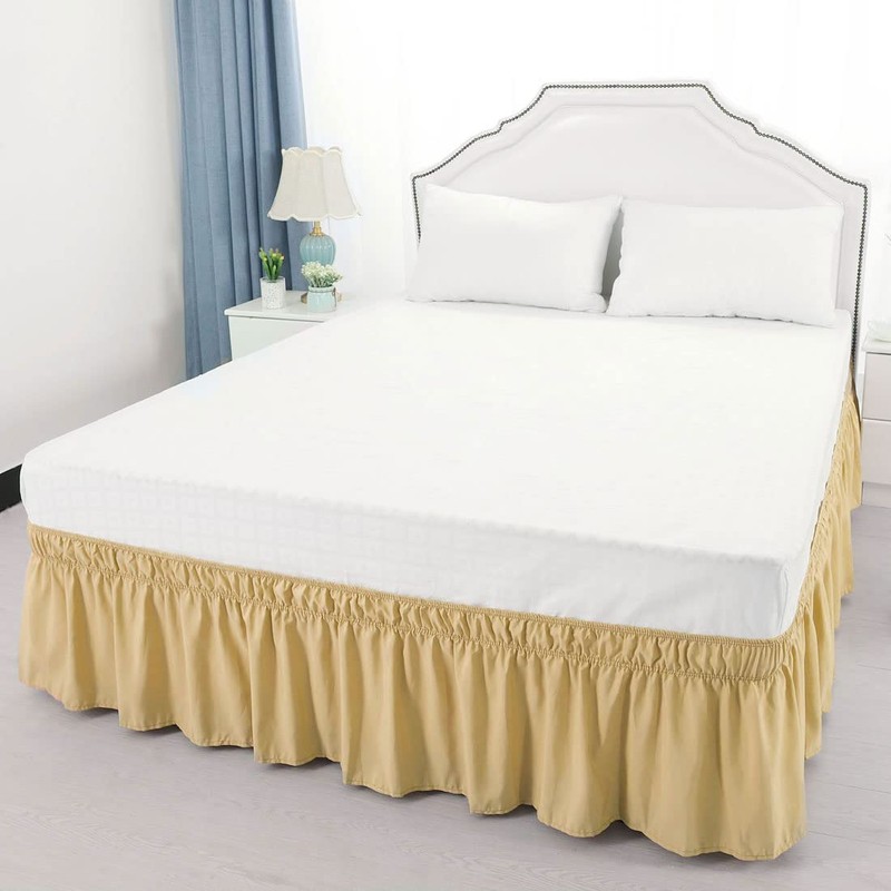 PiccoCasa Elasticated Bed Skirt Ruffled Bed Base Wrap Around Bed