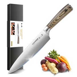 ZHANG XIAO QUAN Chef Knife, 8 Inch 1.4116 German Steel Sharp Kitchen Knife with Pakkawood Handle, Comfortable for Cooking Cutting