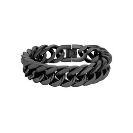 Prosteel men's bracelet, stainless steel, 18 carat gold-plated, black, curb chain bracelet for men, boys, heavy links, link chain bracelet, 19/21/23 cm, hip hop, rapper fashion jewellery 8 mm / 12 mm / 19.5 mm / 17 mm, Stainless Steel