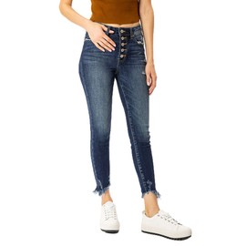 Kan Can KC8577 - Vaqueros ajustados para mujer, Desteñido oscuro , 23 (US 0)