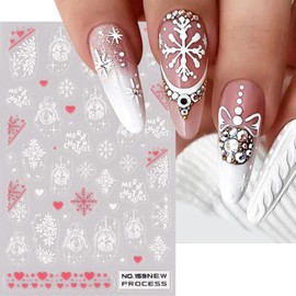 Christmas Nail Stickers for Nail Art Cute Snowflake Nail Art Stickers 6PCS Snowman Bells Dessert Hedgehog Dwarf Christmas Design Nail Art Sticker Decals Transfer Sliders for Nails Manicure Decorations