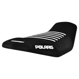 Enjoy Mfg 2013 - 2025 Polaris Scrambler 850 1000 Seat Cover   all BLK/WHITE ribs LOGO #347