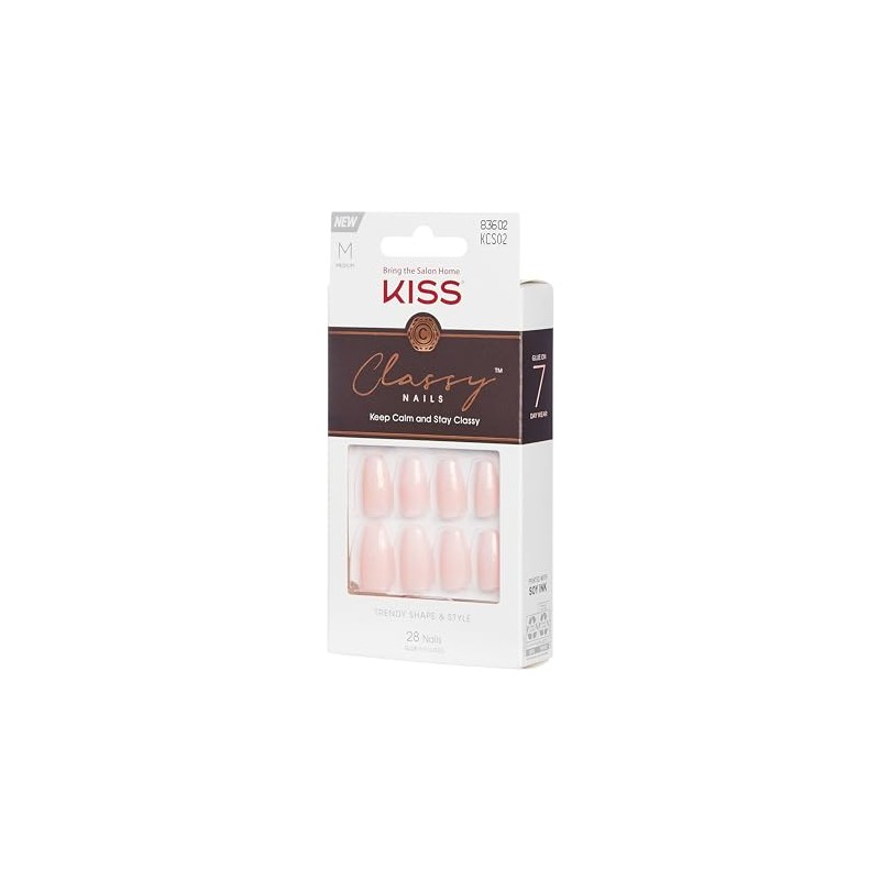KISS Classy French Nail Manicure Kit with Gel Finish, Medium,