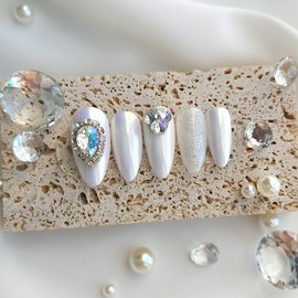 Beach shell Handmade nail tip - Coffin / 비치 셸 수제네일팁 - 코핀