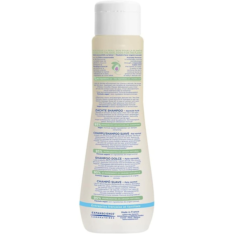 Mustela Shampoo para Bebé Suave, Piel Normal, 200ml