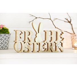 Heitmann Deco Wood 'Ostern’ Lettering with Hare – Easter bunny decoration – Table Decoration and Decorations for Easter (German Language)