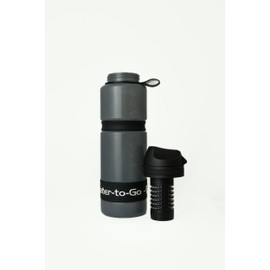 WATER TO GO Water Bottle 0.75 L, with Filter - Drink Water Directly from River, Lake or Pipe, Ultralight & BPA-Free, 200 L Filter Performance, Perfect for Travel, Kayaking, Camping, etc. (Black)